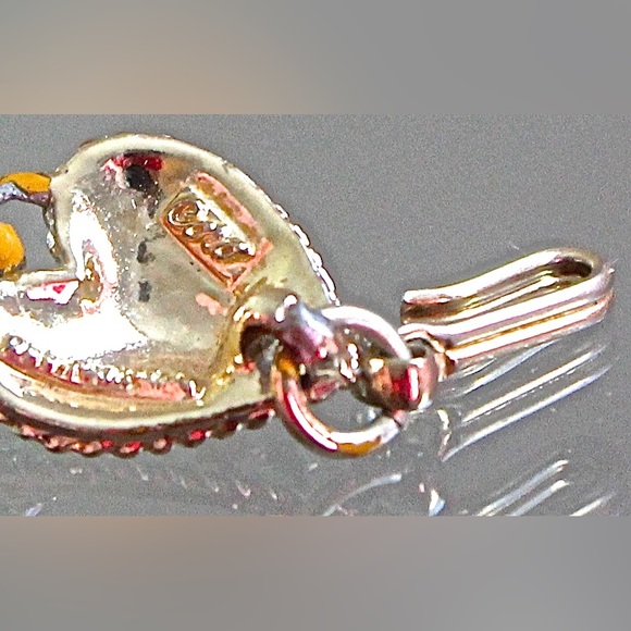 CORO HEART NECKLACE CREAM GOLD CHECK VINTAGE 15 INCH 13 LINKS - Picture 8 of 10